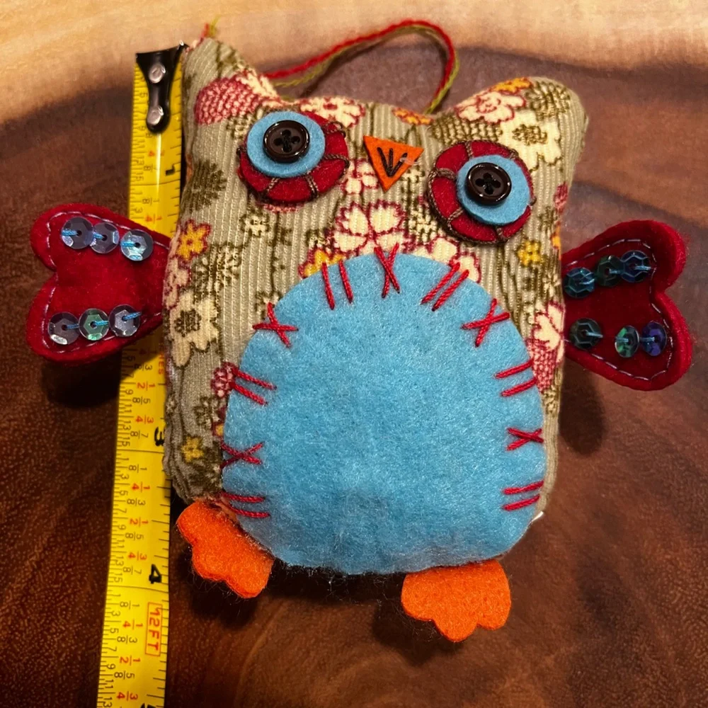 Bundle of Seven Colorful Quilted Soft Ornaments Birds Owl Swan Rooster Fabric